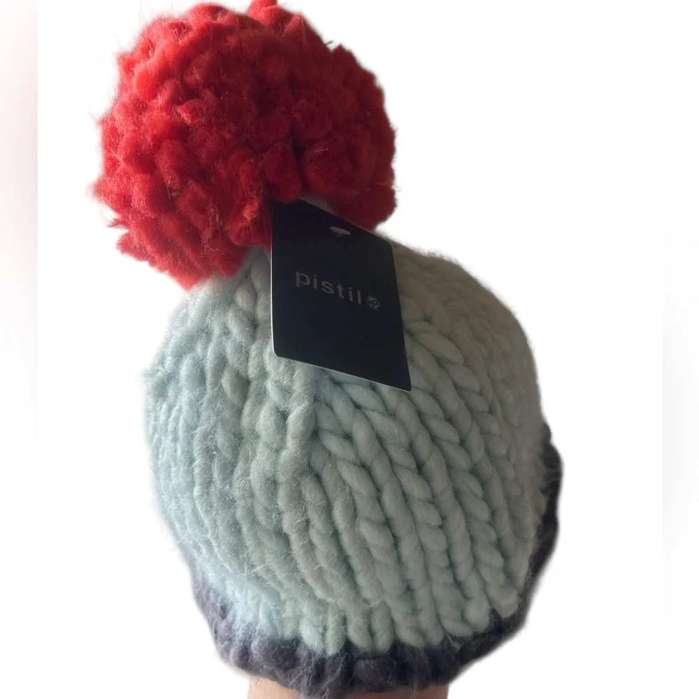 Pistil Warm Chunky Knit Beanie w Pom Pom Mint/Menthe Color NWT OS Taille Unique